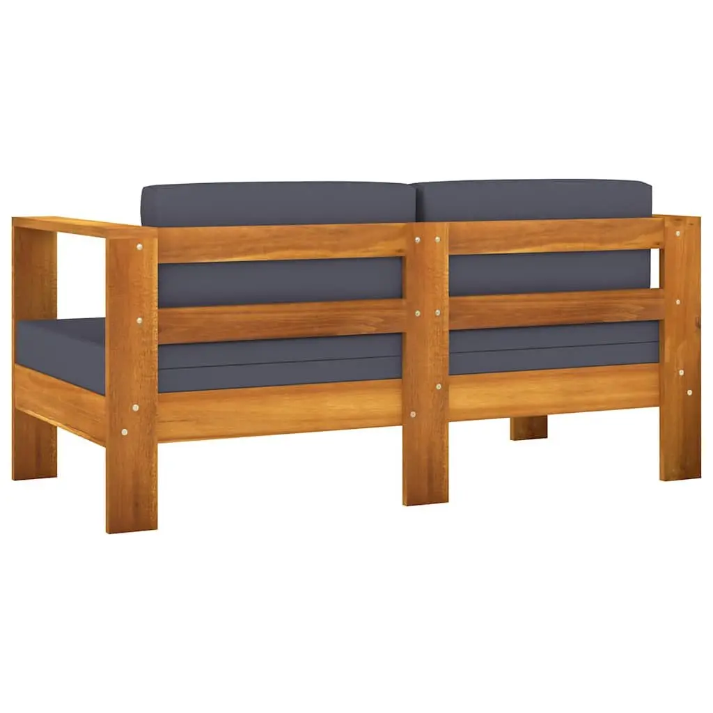 Garden Lounge Set 8 Piece Outdoor Furniture Acacia Wood with Grey Cushions