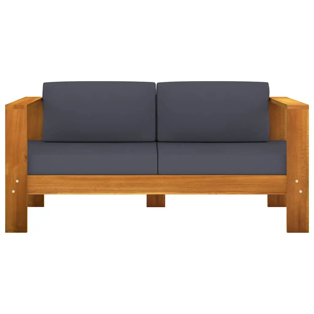 Garden Lounge Set 8 Piece Outdoor Furniture Acacia Wood with Grey Cushions