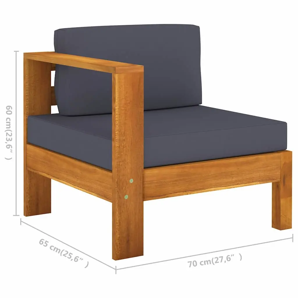 Garden Lounge Set 9 Piece Outdoor Furniture Acacia Wood Grey Cushions Patio