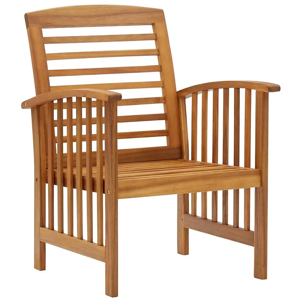Garden Lounge Set Brown 5 Piece Solid Acacia Wood Outdoor Furniture with Coffee Table Curved Backrest and Armrests