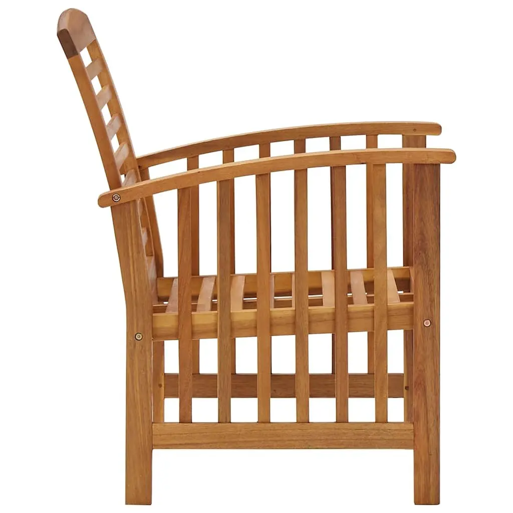 Garden Lounge Set Brown 5 Piece Solid Acacia Wood Outdoor Furniture with Coffee Table Curved Backrest and Armrests