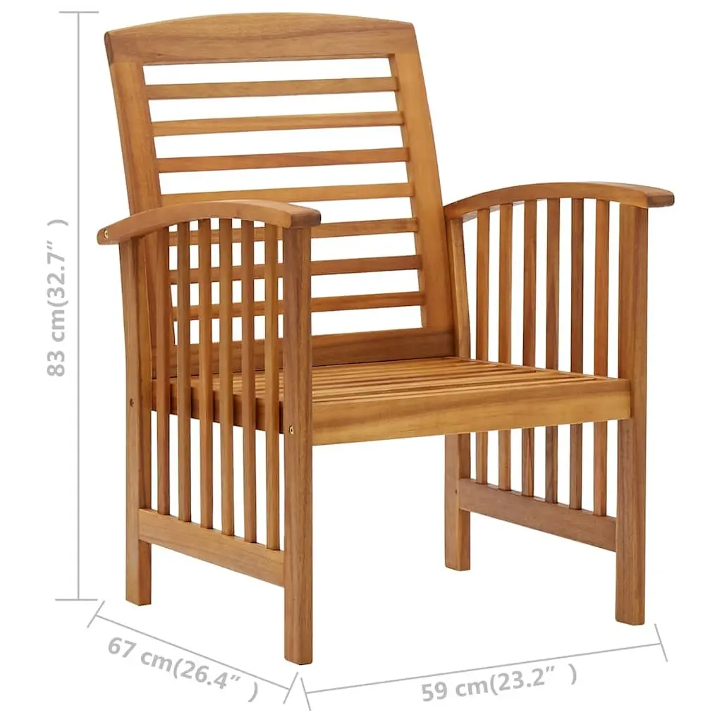 Garden Lounge Set Brown 5 Piece Solid Acacia Wood Outdoor Furniture with Coffee Table Curved Backrest and Armrests