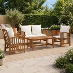 Elegant 4 Piece Outdoor Lounge Set - Acacia Wood