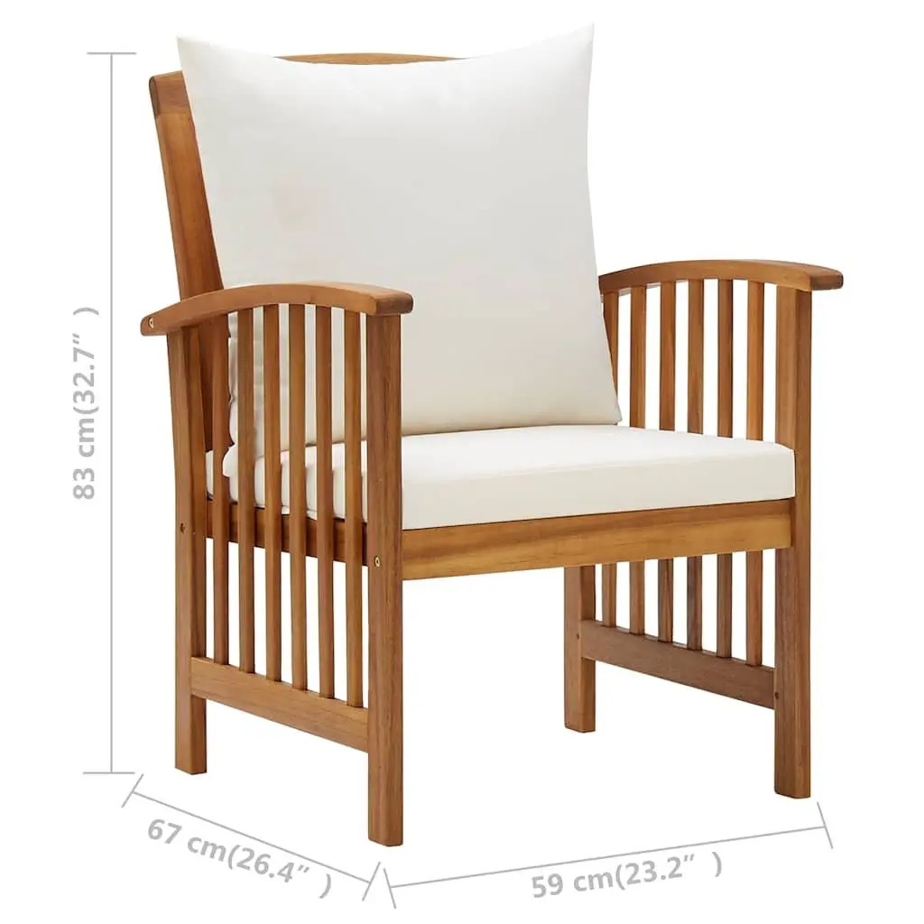 Garden Lounge Set White 4 Piece Outdoor Furniture Cushions Acacia Wood