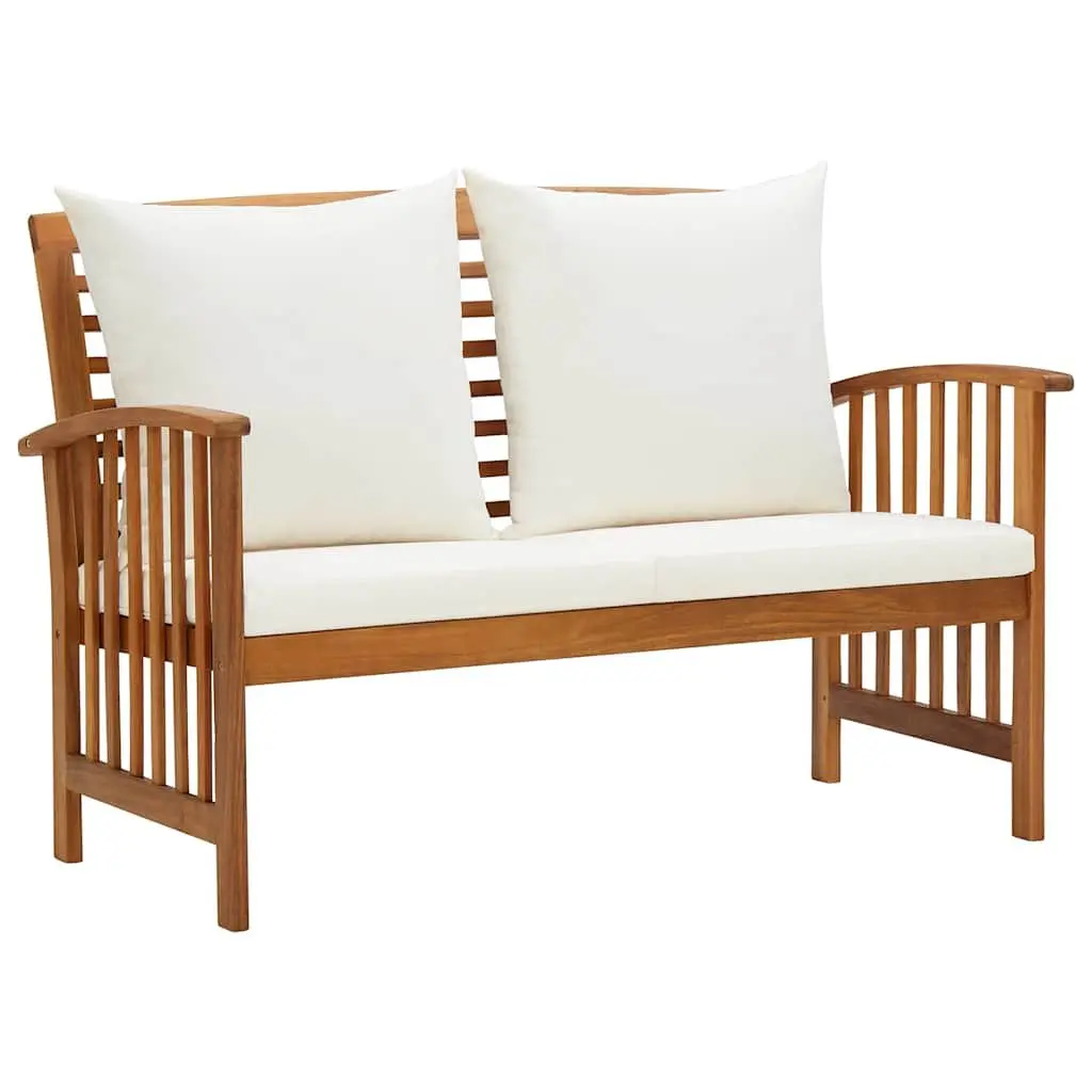 Garden Lounge Set White 4 Piece Outdoor Furniture Cushions Acacia Wood