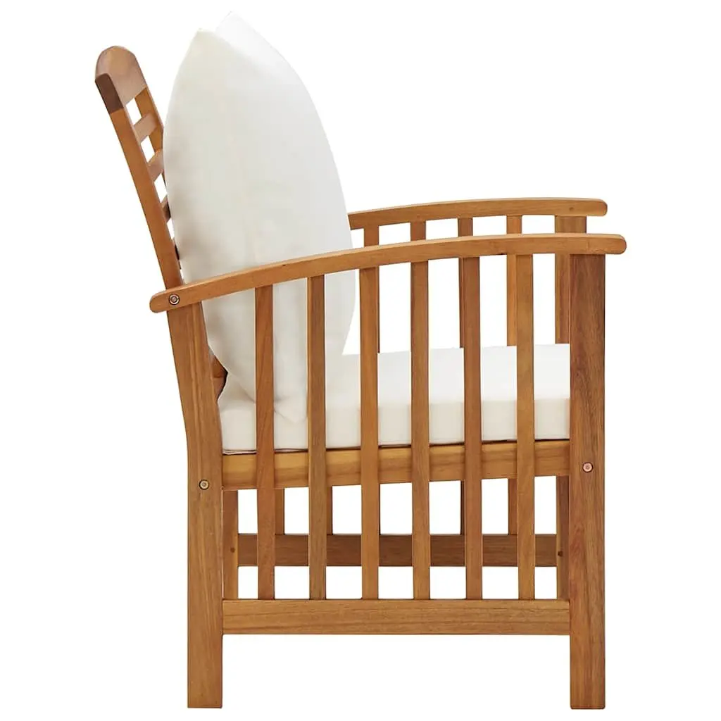 Garden Lounge Set White 4 Piece Outdoor Furniture Cushions Acacia Wood