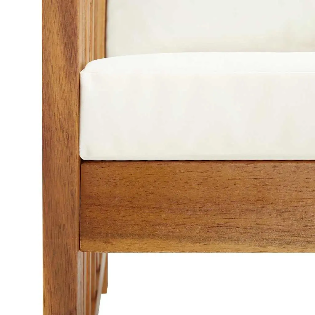 5 Piece Garden Lounge Set White Solid Acacia Wood Cushions