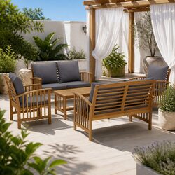 Garden Lounge Set 5 Piece Outdoor Furniture Patio Sofa Chair Table Cushions