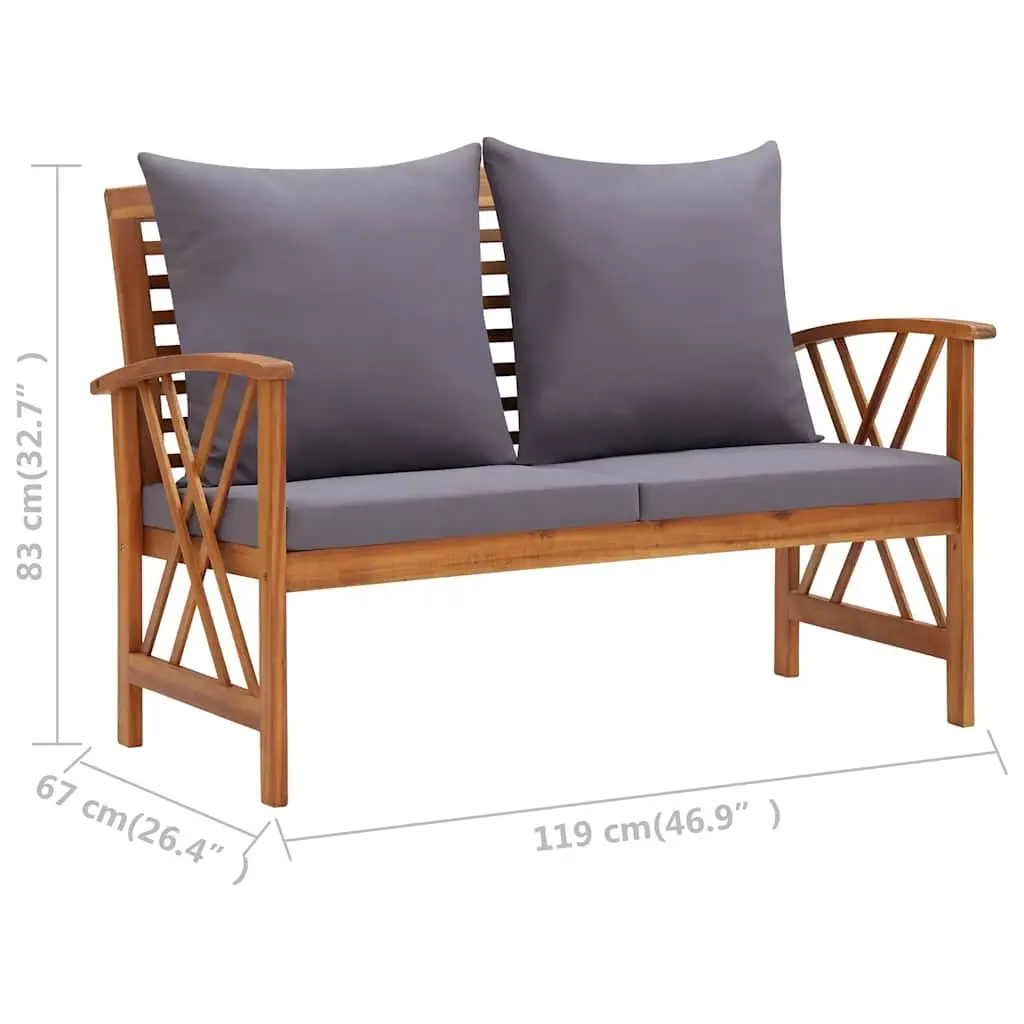 Garden Lounge Set 3 Piece Outdoor Furniture Patio Bench Coffee Table Grey
