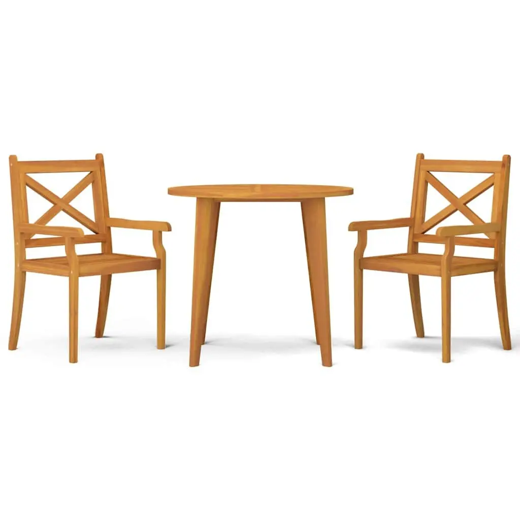 Outdoor Garden Dining Set 3 Piece Solid Wood Acacia Brown Patio Furniture
