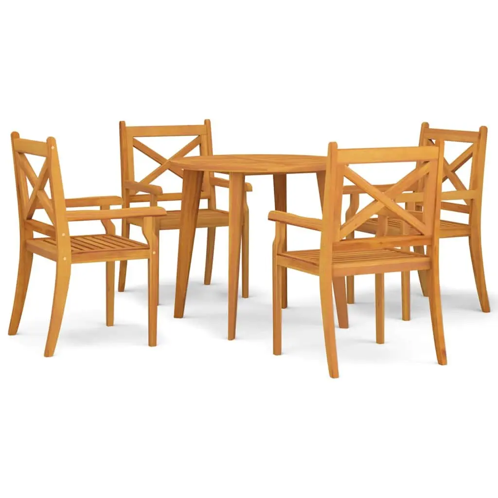 Garden Dining Set 5 Piece Outdoor Patio Furniture Wood Slatted Design Table