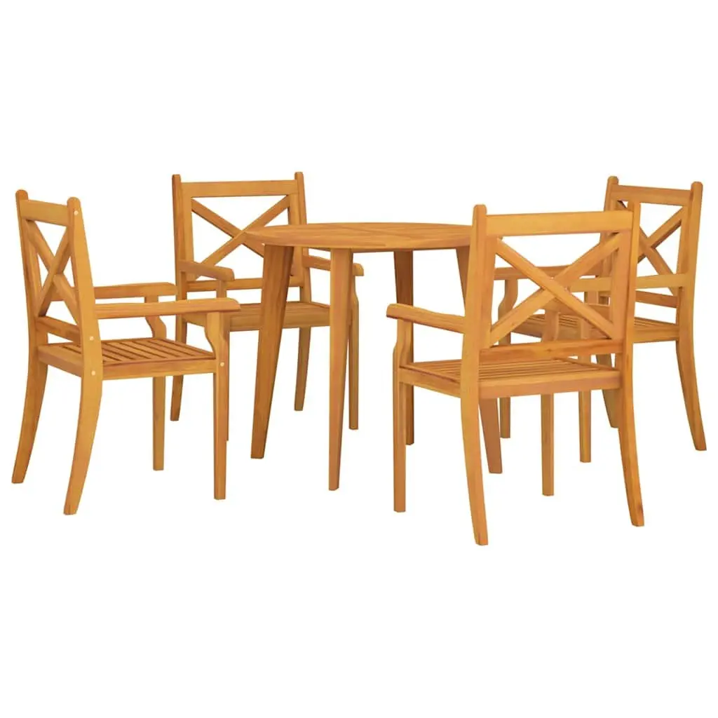 Garden Dining Set 5 Piece Outdoor Patio Furniture Wood Slatted Design Table