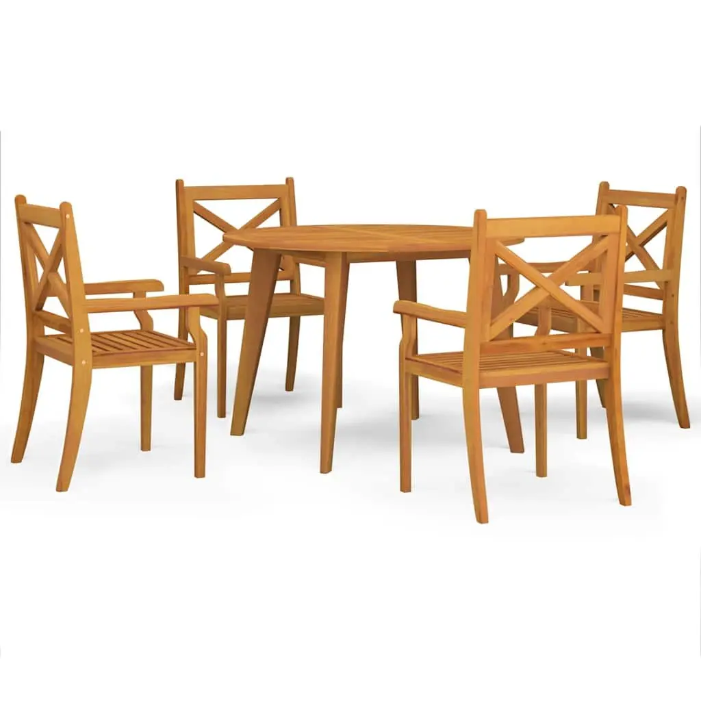 Garden Dining Set 5 Piece Outdoor Furniture Patio Table Chairs Brown Wood