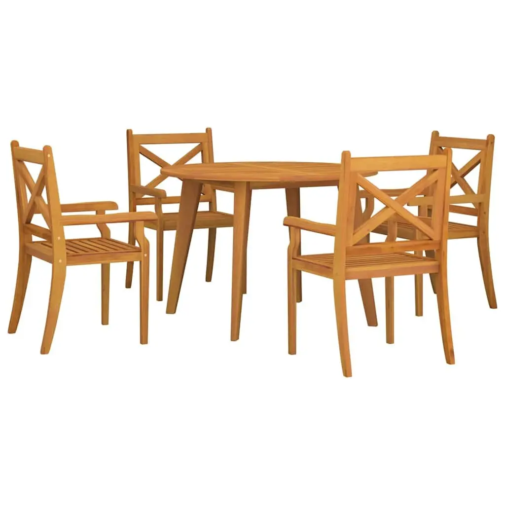 Garden Dining Set 5 Piece Outdoor Furniture Patio Table Chairs Brown Wood