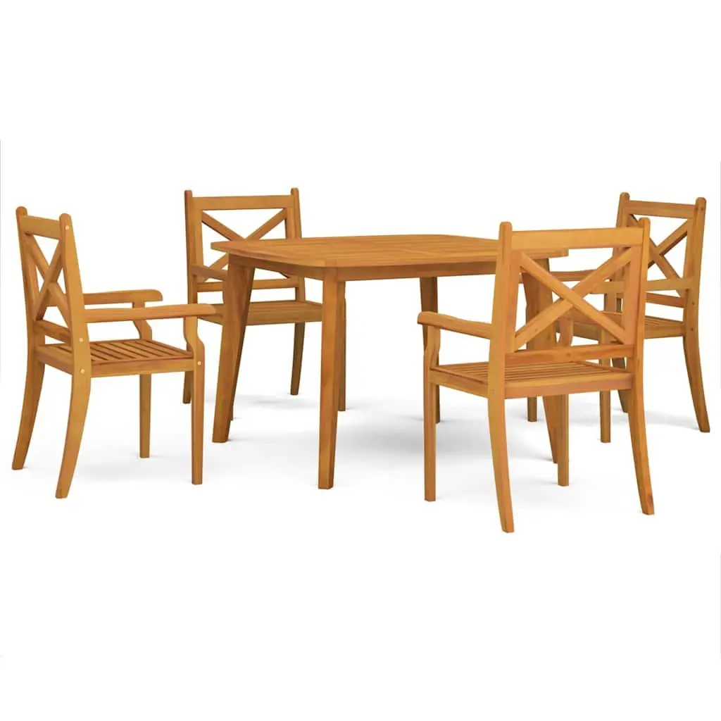 5 Piece Garden Dining Set Solid Acacia Wood Outdoor Patio Furniture Brown