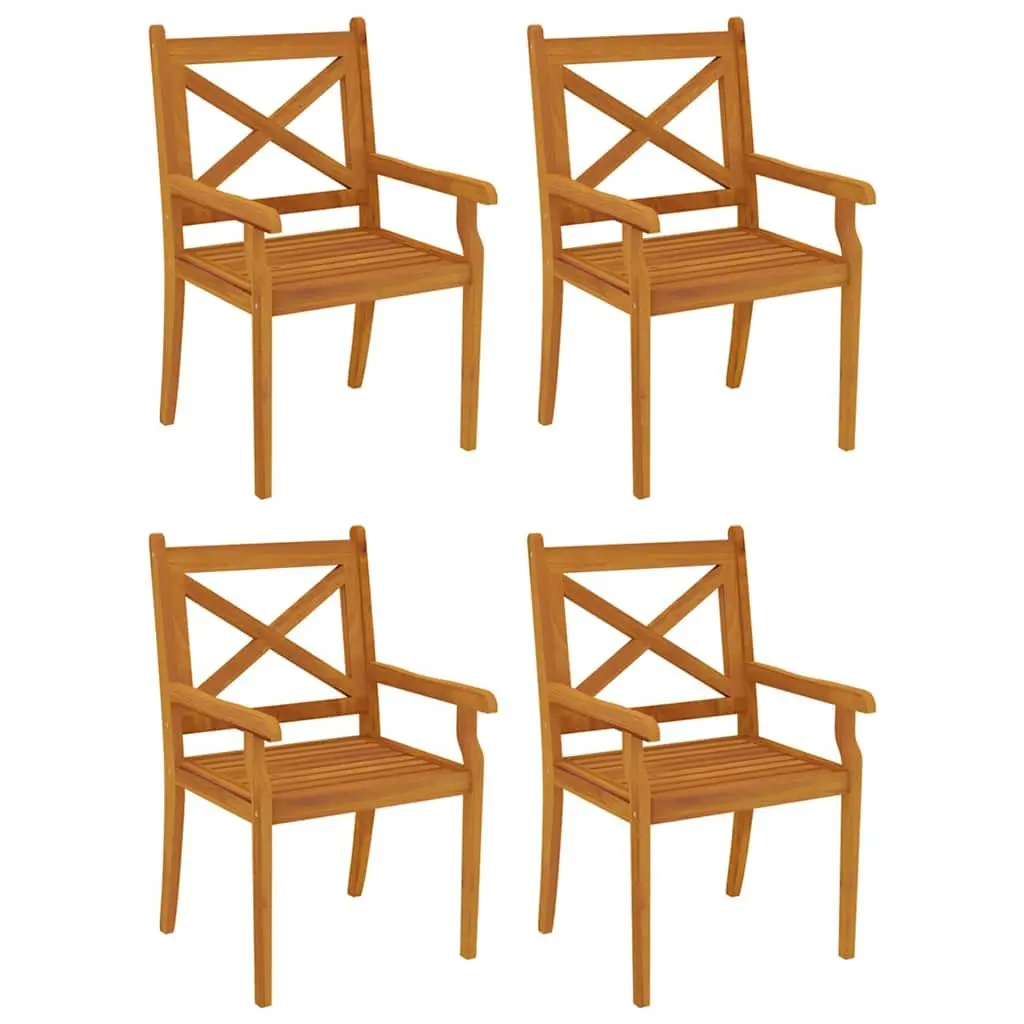 5 Piece Outdoor Garden Dining Set Brown Solid Acacia Wood Patio Table and Chairs