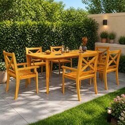 7-Piece Outdoor Dining Set with Acacia Wood