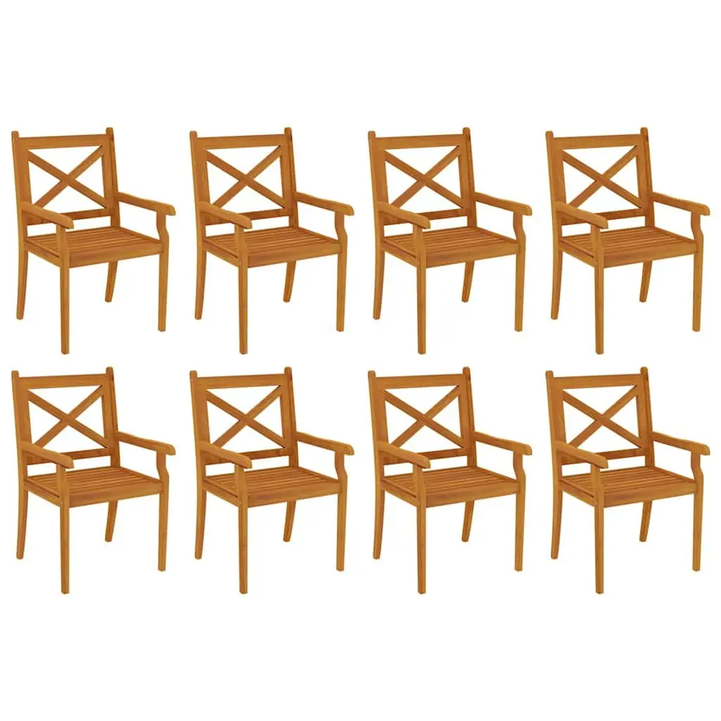 9 Piece Garden Dining Set Solid Acacia Wood Outdoor Patio Table Chairs Brown