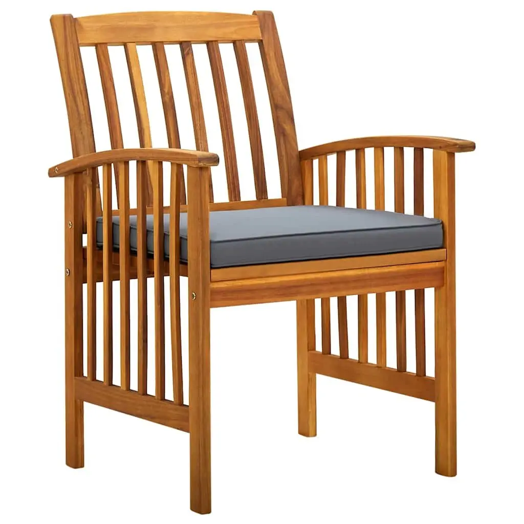 Garden Dining Set Grey 9 Piece Solid Acacia Wood Table Chairs with Cushions