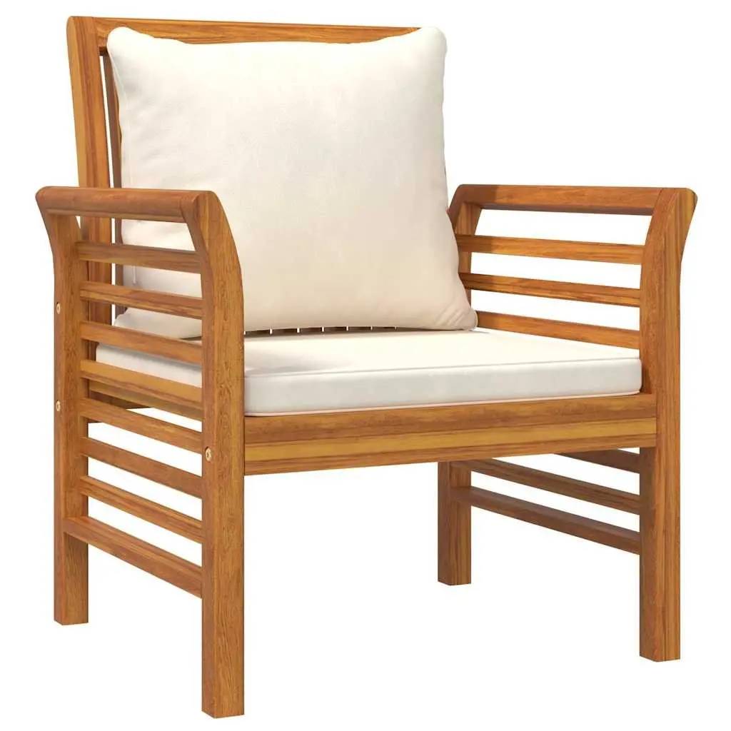 Garden Lounge Set 4 Piece Brown Acacia Wood Outdoor Furniture with Cushions