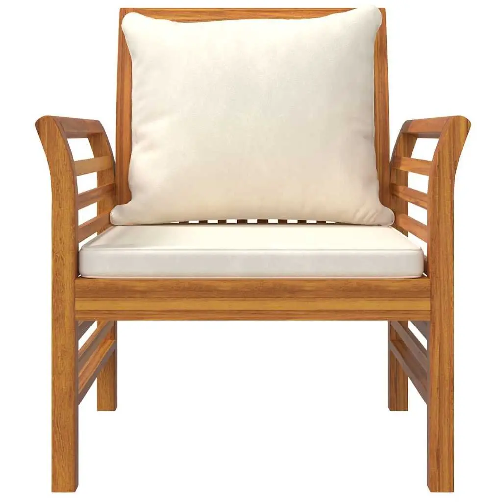 Garden Lounge Set 4 Piece Brown Acacia Wood Outdoor Furniture with Cushions