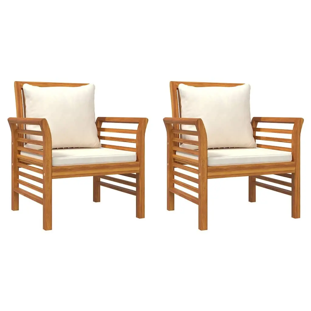 Garden Lounge Set 4 Piece Brown Acacia Wood Outdoor Furniture with Cushions