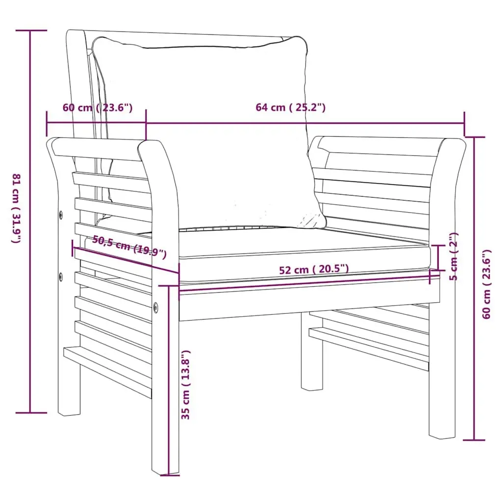 Garden Lounge Set 5 Piece Outdoor Furniture with Cushions Brown Wood Patio