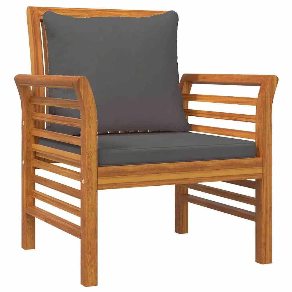 Garden Lounge Set Brown 5 Piece Outdoor Furniture Solid Acacia Wood with Cushions