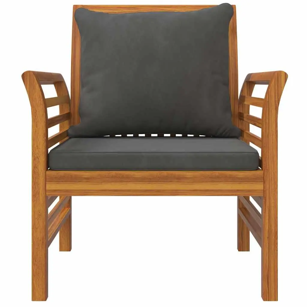 Garden Lounge Set Brown 5 Piece Outdoor Furniture Solid Acacia Wood with Cushions