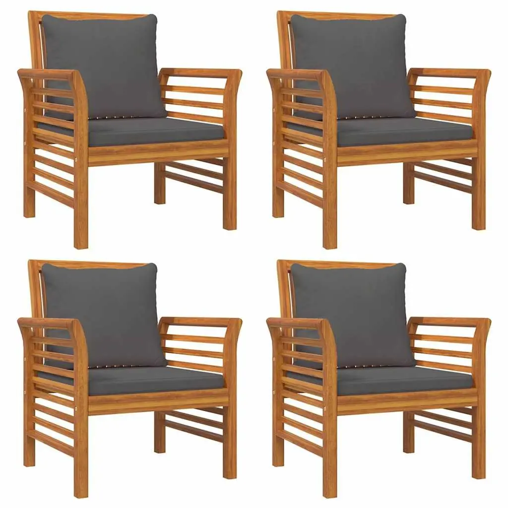 Garden Lounge Set Brown 5 Piece Outdoor Furniture Solid Acacia Wood with Cushions