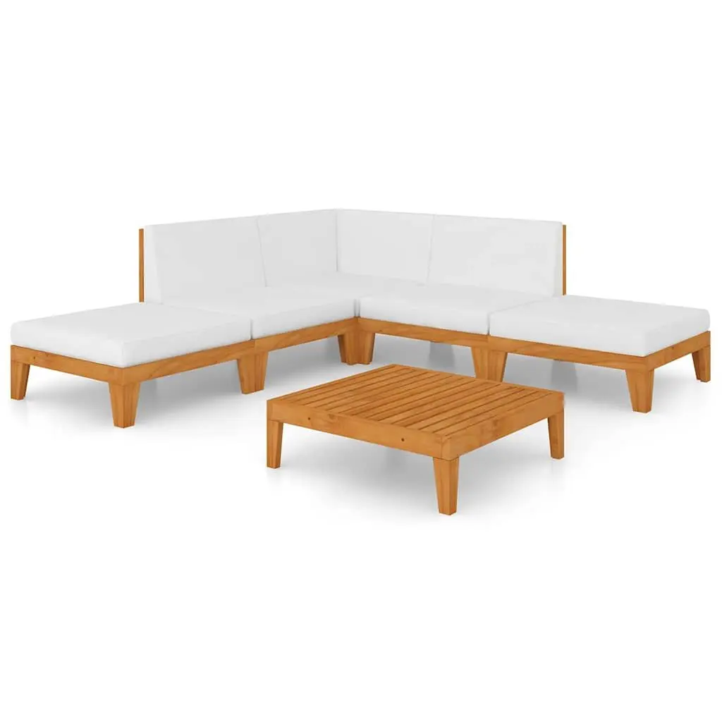 Garden Lounge Set White 7 Piece Solid Wood Outdoor Furniture with Cushions