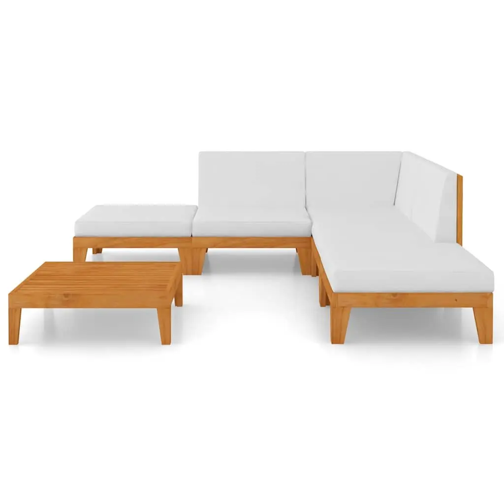 Garden Lounge Set White 7 Piece Solid Wood Outdoor Furniture with Cushions