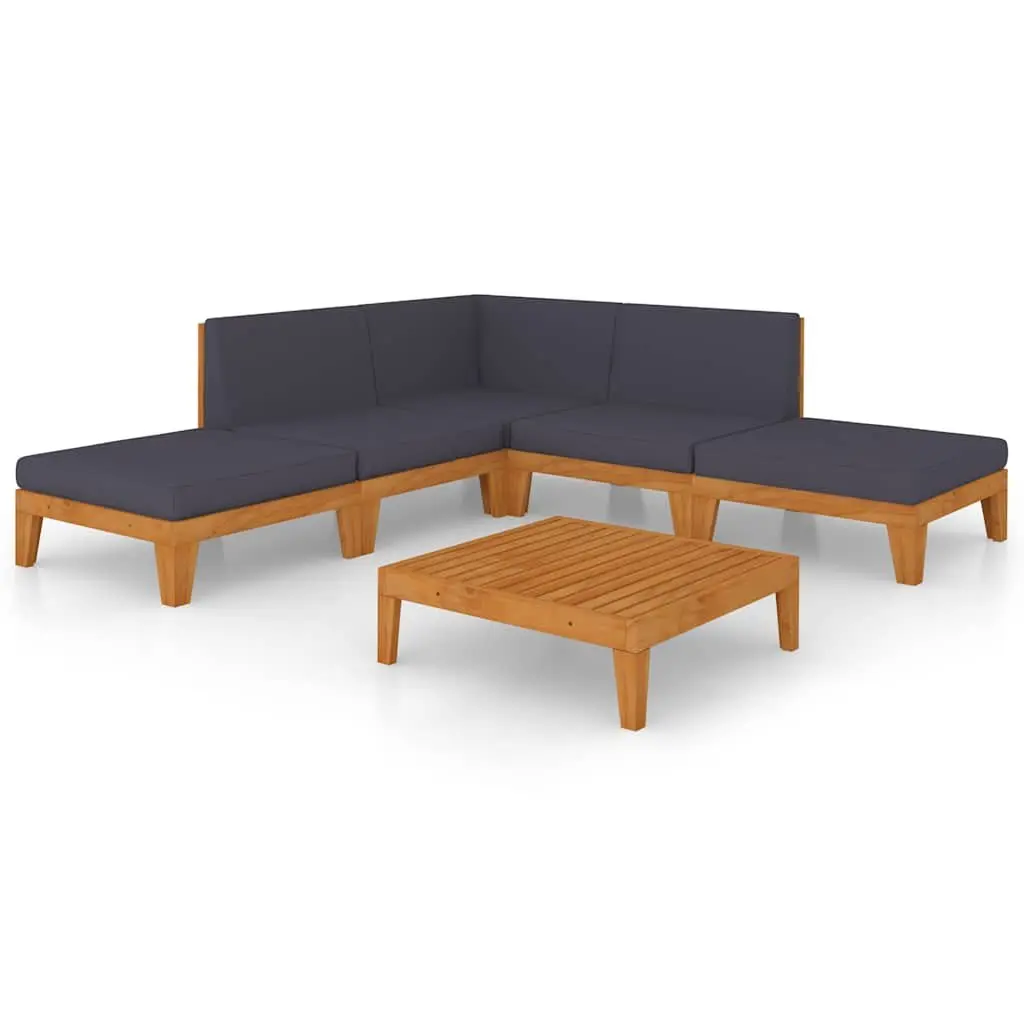Garden Lounge Set 7 Piece Outdoor Furniture Grey Solid Wood Cushions Patio