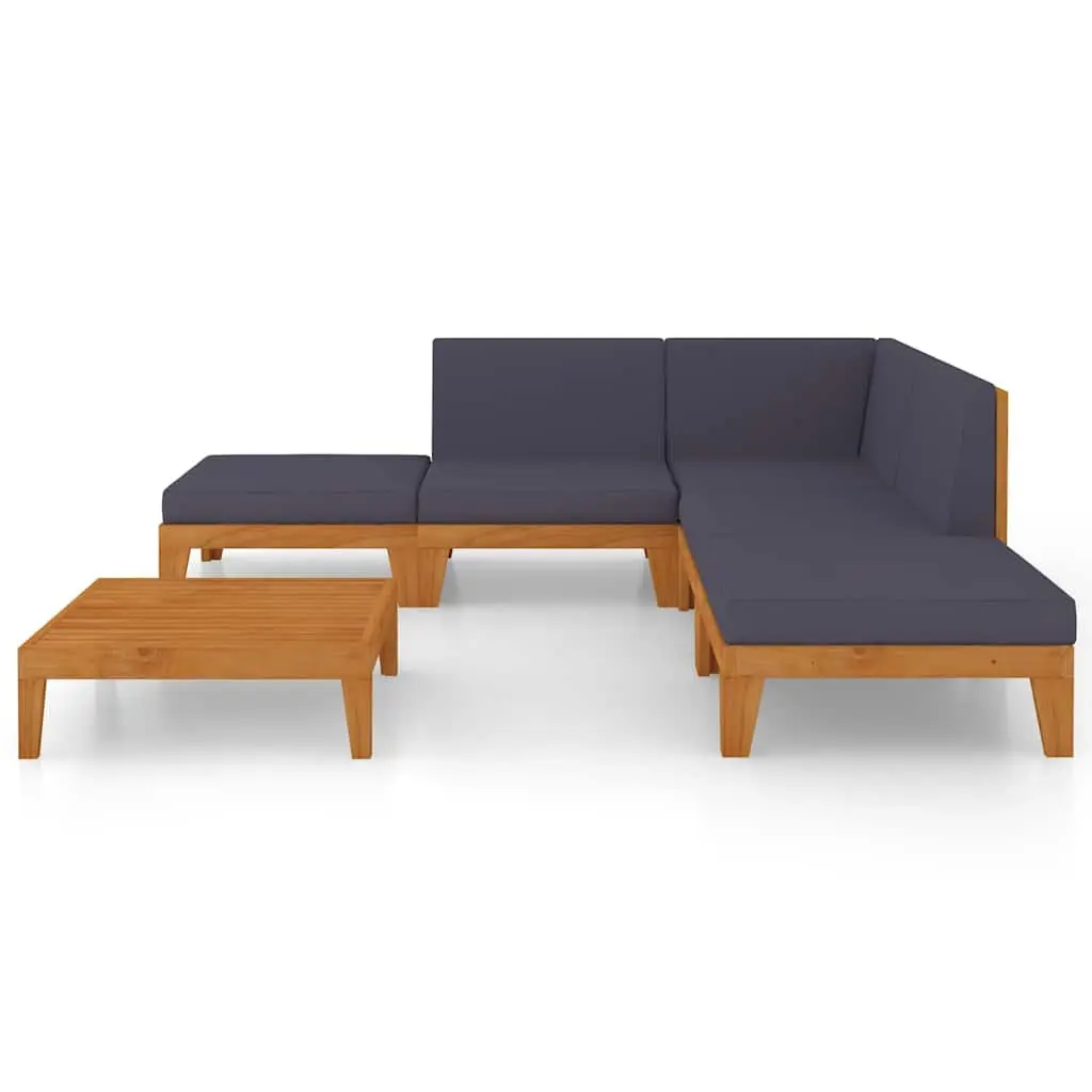 Garden Lounge Set 7 Piece Outdoor Furniture Grey Solid Wood Cushions Patio