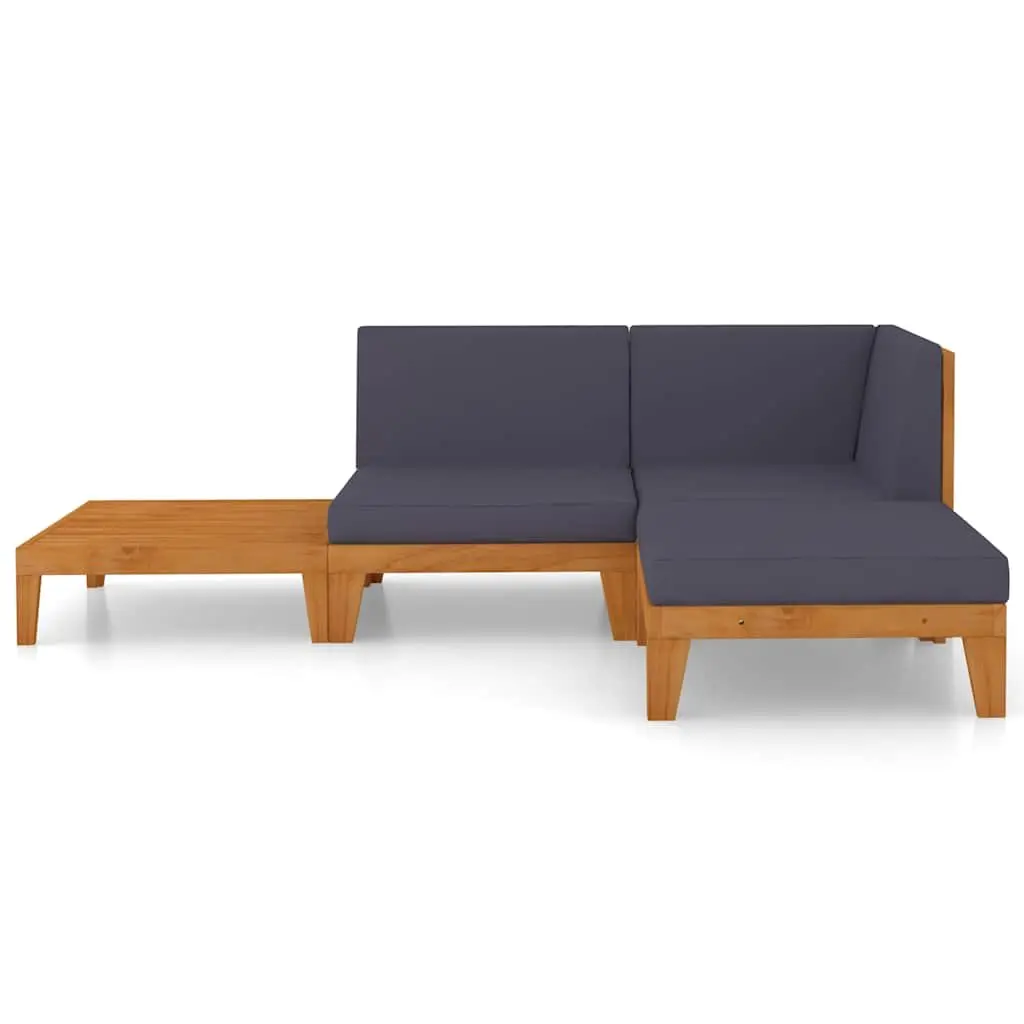 Garden Lounge Set 4 Piece Outdoor Furniture with Cushions Solid Wood Grey