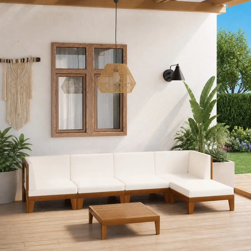 Garden Lounge Set 6 Piece Outdoor Furniture Modular Sectional with Cushions