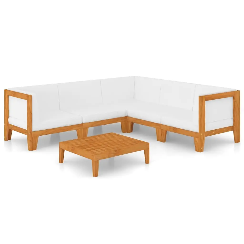 Garden Lounge Set 6 Piece Outdoor Furniture Modular Sectional with Cushions