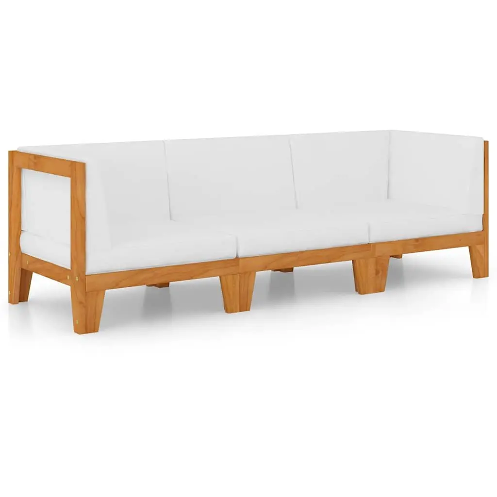 3 Piece Garden Lounge Set with Solid Wood and Cushions