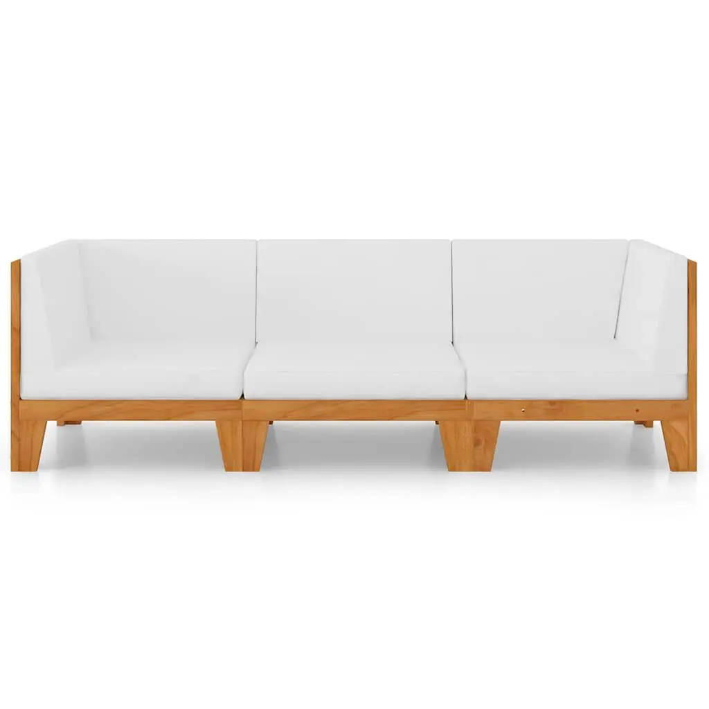 3 Piece Garden Lounge Set with Solid Wood and Cushions