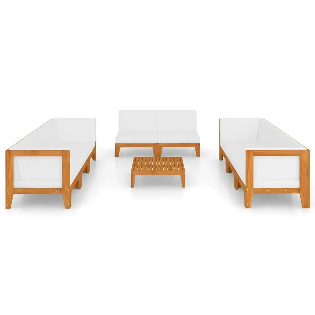 Garden Lounge Set 9 Piece Outdoor Furniture White Acacia Wood with Cushions
