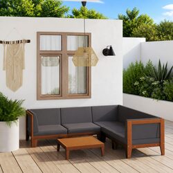 Concise 6-Piece Garden Lounge Set with Acacia Wood