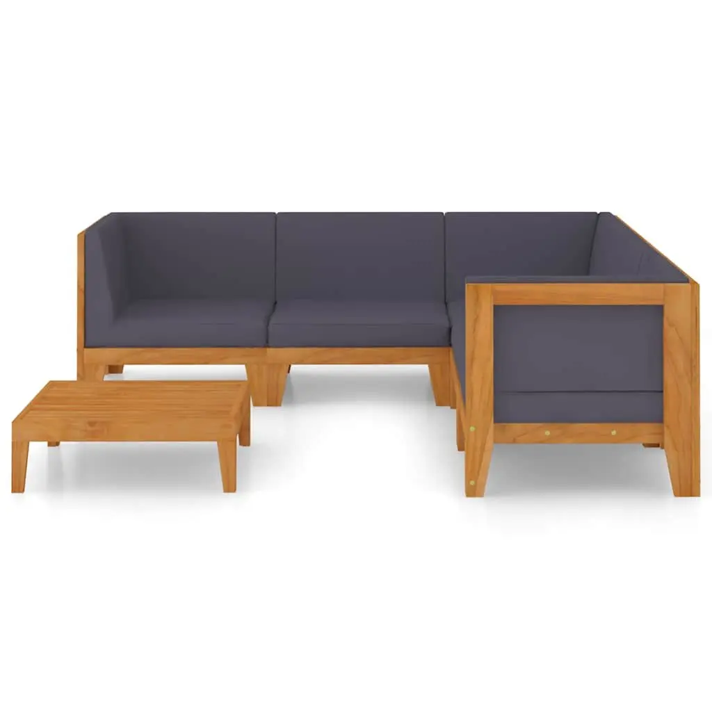 Garden Lounge Set 6 Piece Outdoor Furniture Grey Acacia Wood with Cushions