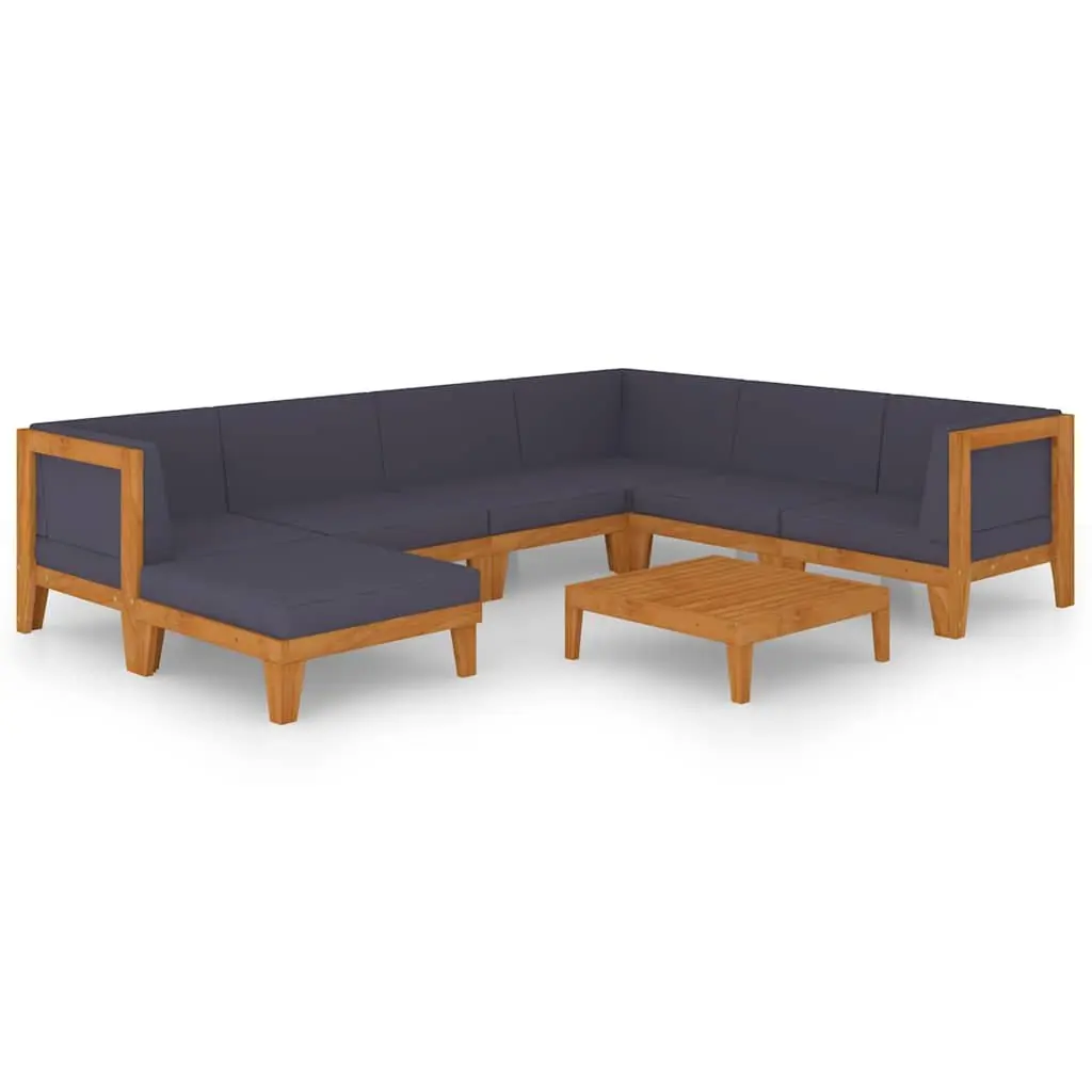 Garden Lounge Set 8 Piece Outdoor Furniture with Cushions Acacia Wood Grey