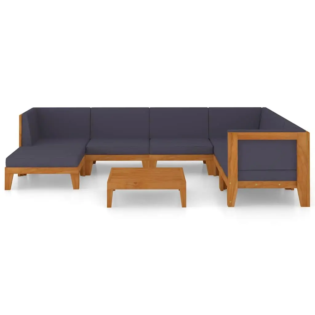 Garden Lounge Set 8 Piece Outdoor Furniture with Cushions Acacia Wood Grey