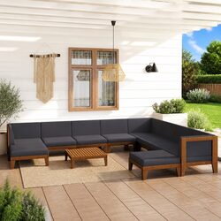 Concise 11-Piece Garden Lounge Set in Acacia Wood