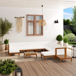Garden Lounge Set 12 Piece Outdoor Furniture with Cushions Solid Wood