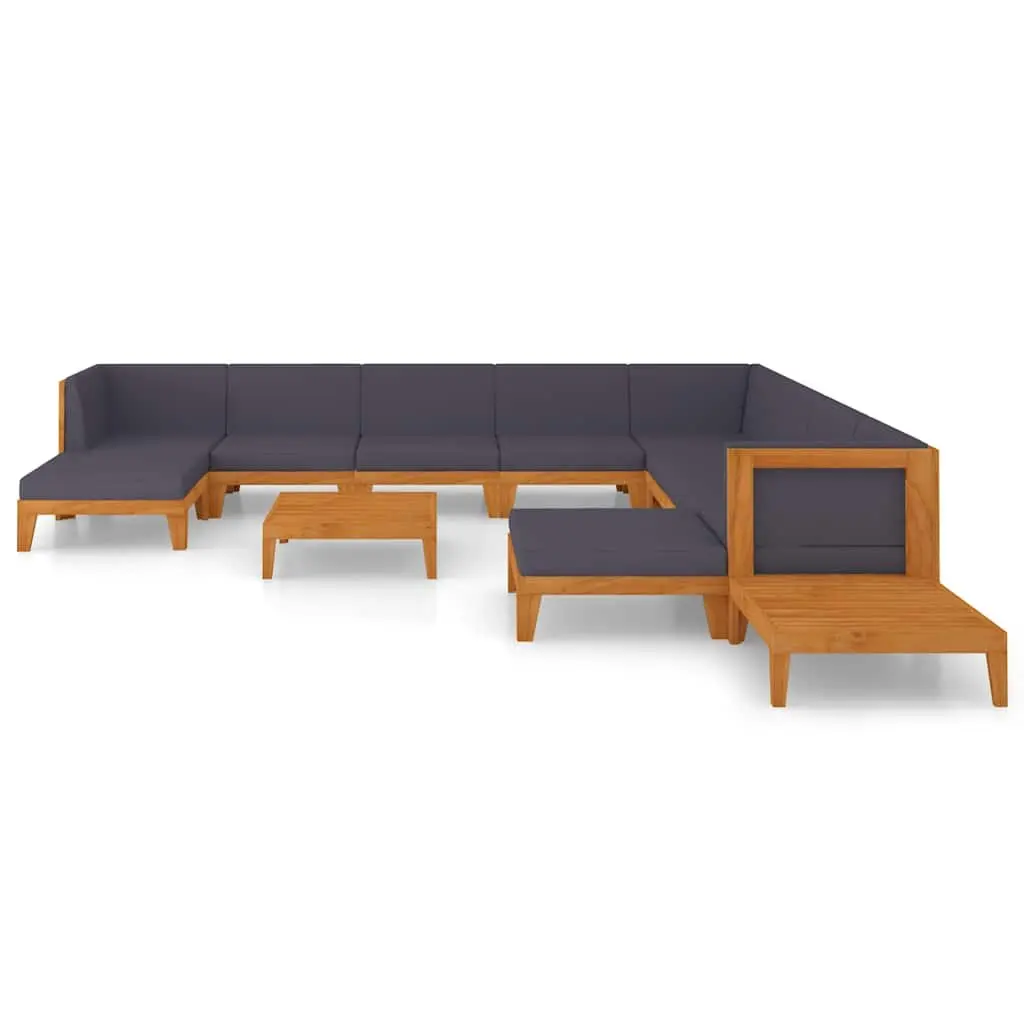 Garden Lounge Set 12 Piece Outdoor Furniture with Cushions Solid Wood Grey