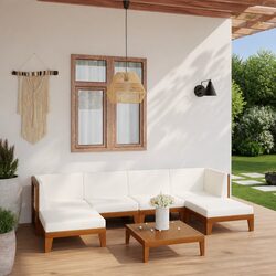Garden Lounge Set 7 Piece Outdoor Furniture with Cushions Solid Acacia Wood