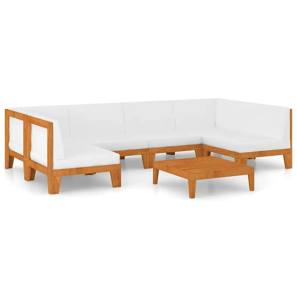 Garden Lounge Set 7 Piece Outdoor Furniture with Cushions Acacia Wood White