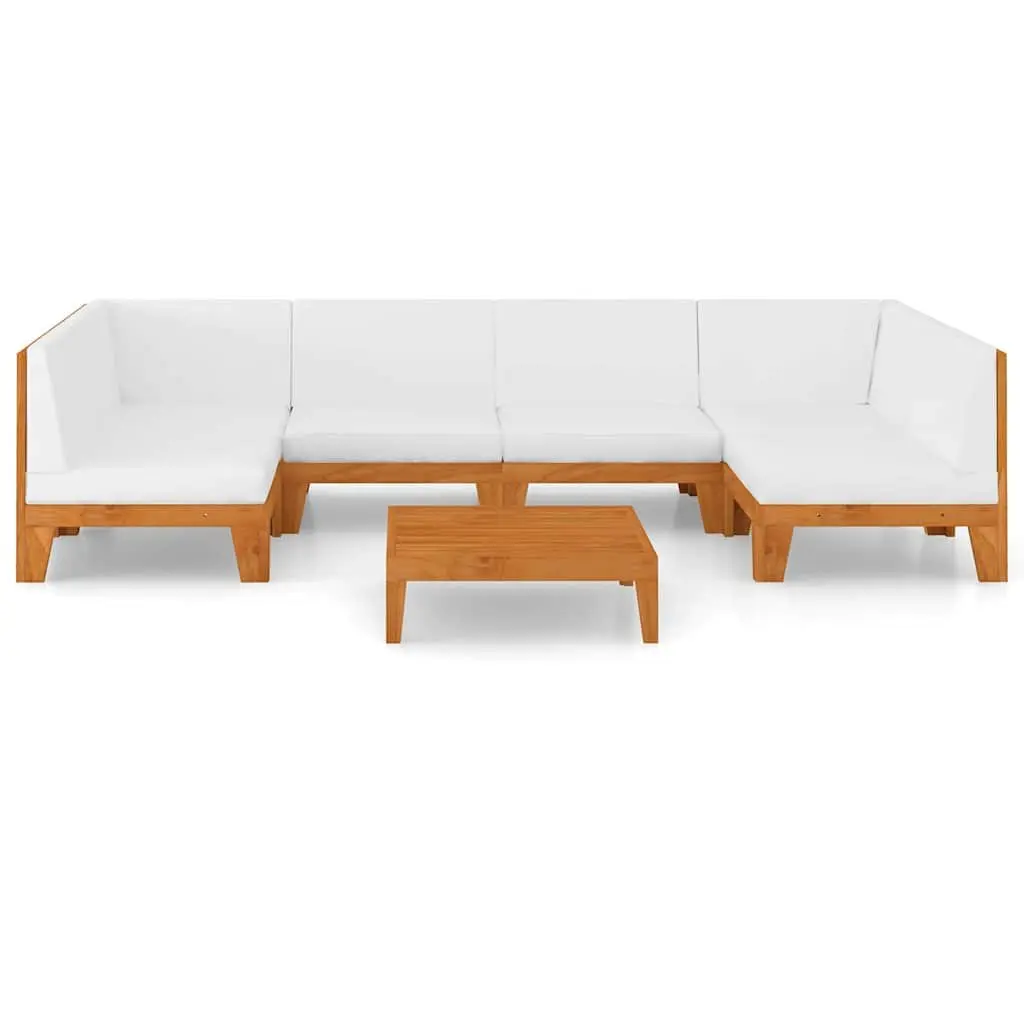 Garden Lounge Set 7 Piece Outdoor Furniture with Cushions Acacia Wood White